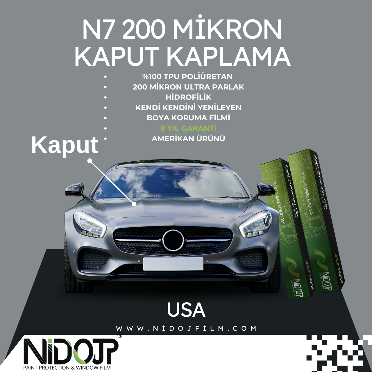 KAPUT KAPLAMA 200 MİKRON TPU USA PPF 8 YIL GARANTİLİ 