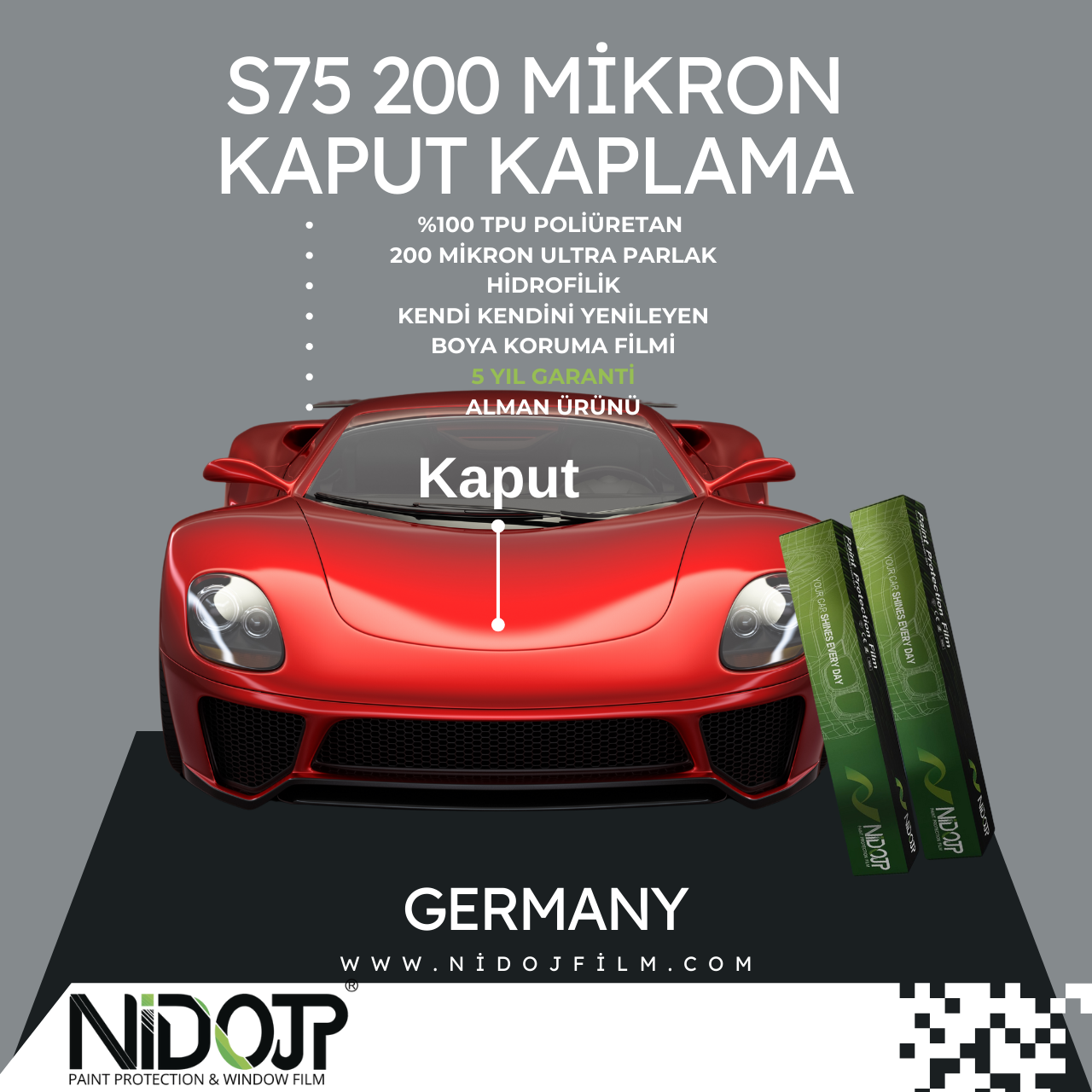 KAPUT KAPLAMA 200 MİKRON TPU GERMANY PPF 5 YIL GARANTİLİ 
